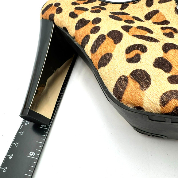 IMAN Women's 7.5 Wide Leopard Print Calf Hair Leather Side Zip High Heel Booties - Picture 9 of 9